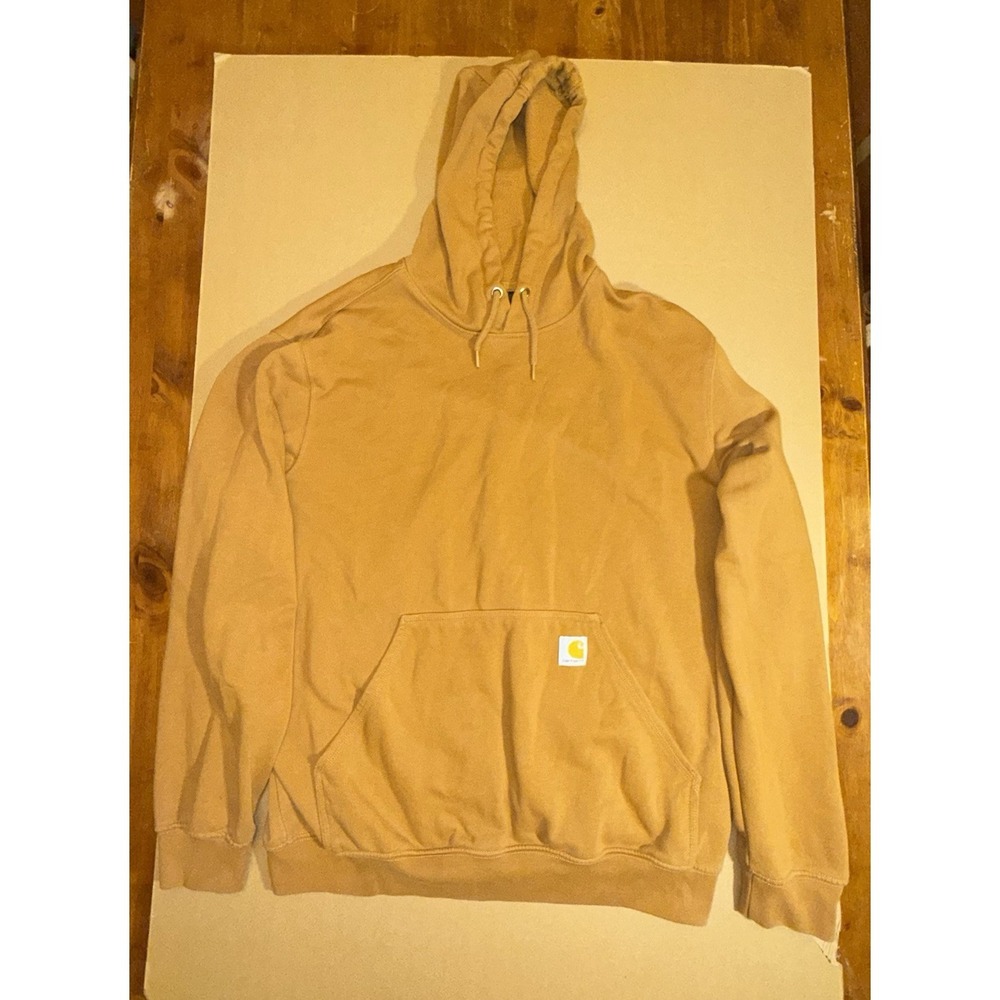 CARHARTT Men's Hoodie Sweatshirt Logo Drawstring Loose Fit Brown Size L